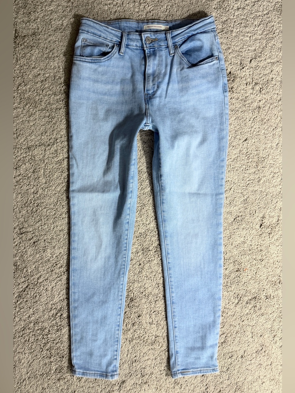 Levi’s 721 Jeans Women Size 27 Blue High Rise Skinny Denim Light Blue Stretch - Picture 2 of 7